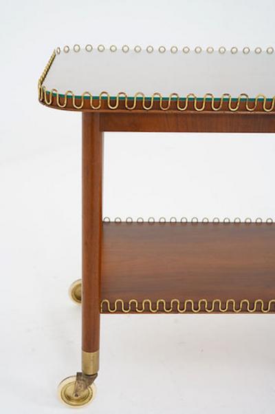 Swedish Modern Bar Cart in Mahogany and Brass