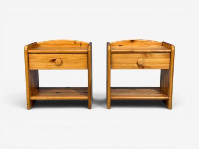 Swedish Modern Bedside Tables Knotty Pine Sweden 1960s