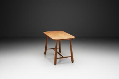 Swedish Modern Birch Side Table with Turned Legs Sweden ca 1940s
