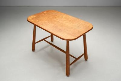 Swedish Modern Birch Side Table with Turned Legs Sweden ca 1940s