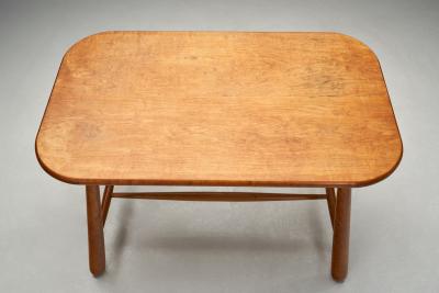 Swedish Modern Birch Side Table with Turned Legs Sweden ca 1940s