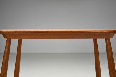 Swedish Modern Birch Side Table with Turned Legs Sweden ca 1940s