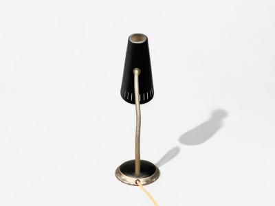 Swedish Modern Black Lacquered Metal Adjustable Desk Lamp Sweden 1950s