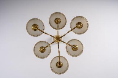 Swedish Modern Brass Chandelier