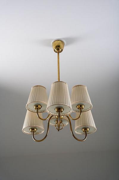 Swedish Modern Brass Chandelier