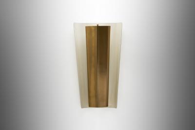 Swedish Modern Brass Wall Lamp with a White Lacquered Finish Sweden ca 1940s