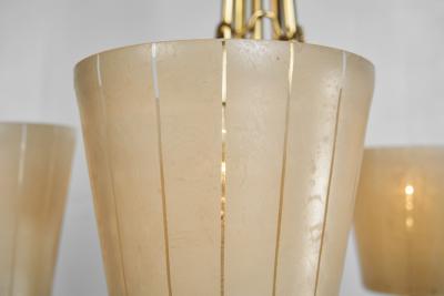 Swedish Modern Brass and Glass Chandelier Sweden 1940s