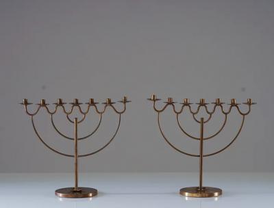 Swedish Modern Candlesticks in Brass