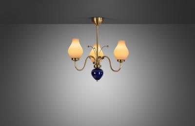Swedish Modern Ceiling Lamp with Floral Details Sweden ca 1950s