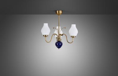 Swedish Modern Ceiling Lamp with Floral Details Sweden ca 1950s