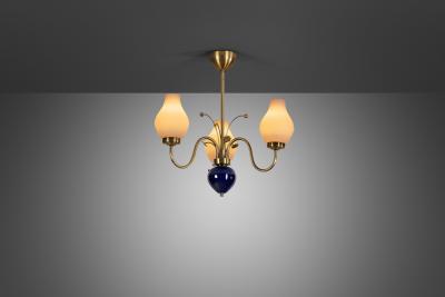 Swedish Modern Ceiling Lamp with Floral Details Sweden ca 1950s