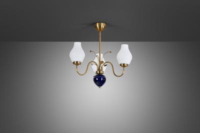 Swedish Modern Ceiling Lamp with Floral Details Sweden ca 1950s