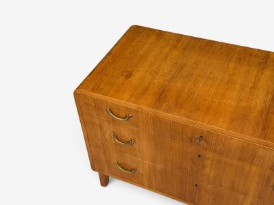 Swedish Modern Chest of Drawers Elm Brass Sweden 1940s