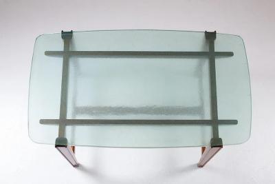 Swedish Modern Coffee Table in Mahogany and Glass 1940s
