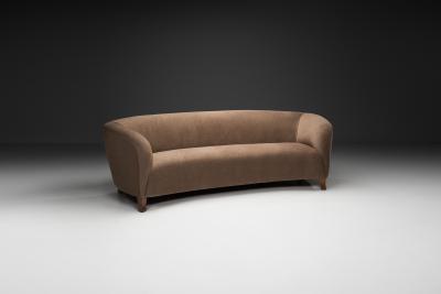 Swedish Modern Curved Upholstered Sofa Sweden ca 1930s