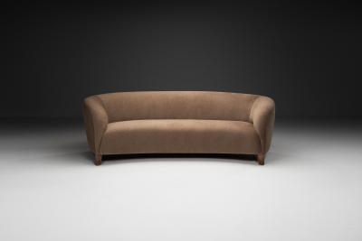 Swedish Modern Curved Upholstered Sofa Sweden ca 1930s