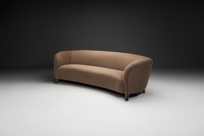 Swedish Modern Curved Upholstered Sofa Sweden ca 1930s