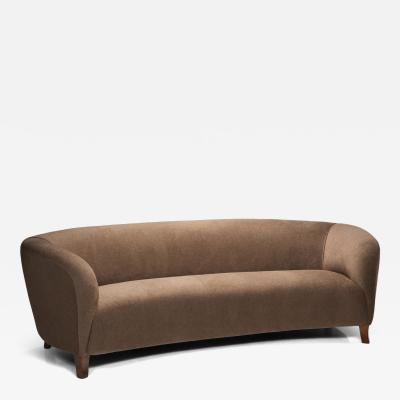 Swedish Modern Curved Upholstered Sofa Sweden ca 1930s