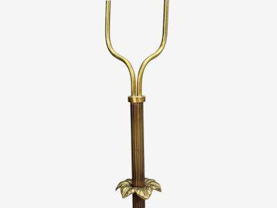 Swedish Modern Dual Head Floor Lamp Reeded Brass Sweden 1950s