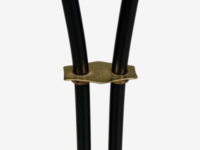 Swedish Modern Floor Lamp Black Lacquered Metal Brass Fabric Sweden 1960s