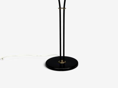 Swedish Modern Floor Lamp Black Lacquered Metal Brass Fabric Sweden 1960s