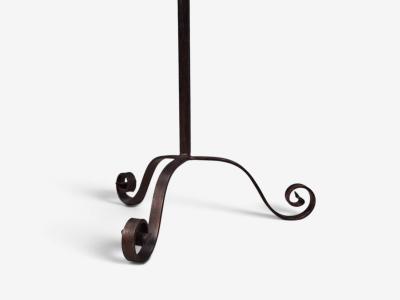 Swedish Modern Floor Lamp Forged Iron Fabric Brass Sweden 1950s