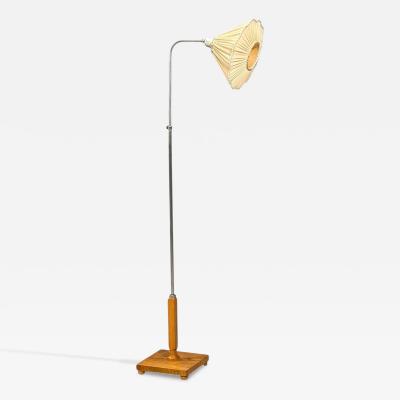 Swedish Modern Floor Lamp Light Wood Metal Sweden 1930s