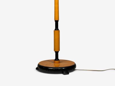 Swedish Modern Floor Lamp Oak Ebonized Wood Suede Sweden 1950s