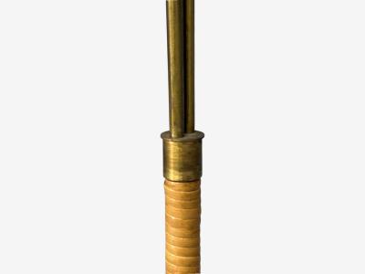 Swedish Modern Floor Lamp Rattan Elm Fabric Sweden 1940s