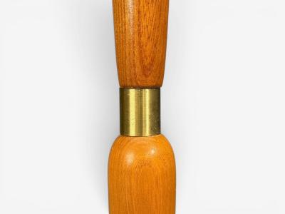 Swedish Modern Floor Lamp Stained Wood Fabric Sweden 1950s