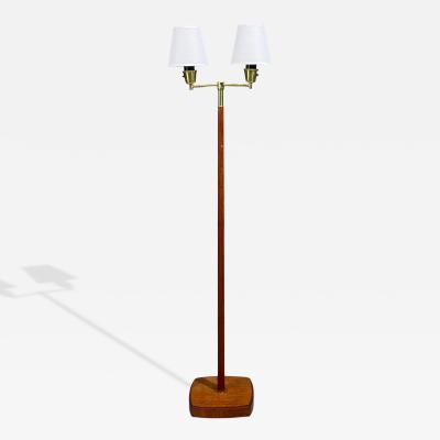 Swedish Modern Floor Lamp Teak Brass Sweden 1960s
