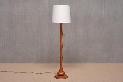 Swedish Modern Floor Lamp in Carved Solid Pine Wood 1960s