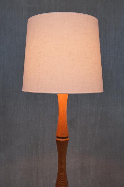 Swedish Modern Floor Lamp in Carved Solid Pine Wood 1960s
