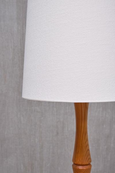 Swedish Modern Floor Lamp in Carved Solid Pine Wood 1960s