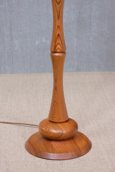 Swedish Modern Floor Lamp in Carved Solid Pine Wood 1960s