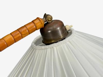 Swedish Modern Floor Lamp with Shelf Birch Brass Sweden 1930s