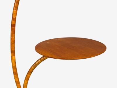 Swedish Modern Floor Lamp with Shelf Birch Brass Sweden 1930s