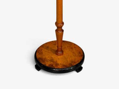 Swedish Modern Floor Lamps Burl Ebonized Wood Fabric Sweden 1940s