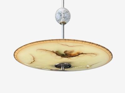 Swedish Modern Glass Metal Pendant Light Sweden 1940s
