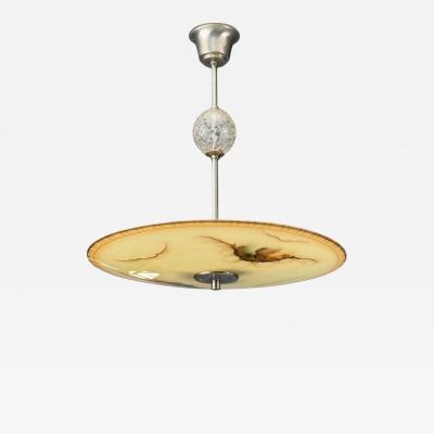 Swedish Modern Glass Metal Pendant Light Sweden 1940s