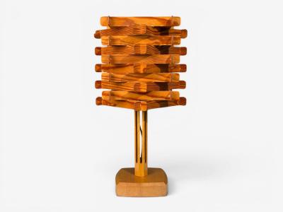 Swedish Modern Large Table Lamp Lacquered Pine Sweden 1970s