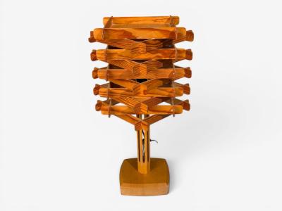 Swedish Modern Large Table Lamp Lacquered Pine Sweden 1970s