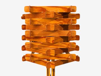 Swedish Modern Large Table Lamp Lacquered Pine Sweden 1970s