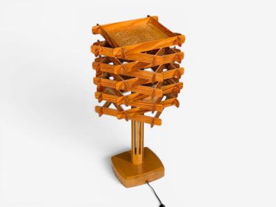 Swedish Modern Large Table Lamp Lacquered Pine Sweden 1970s