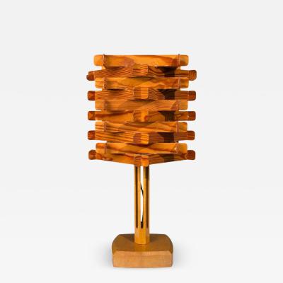 Swedish Modern Large Table Lamp Lacquered Pine Sweden 1970s