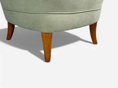 Swedish Modern Lounge Chair Floral Fabric Beech Sweden 1950s