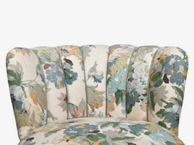 Swedish Modern Lounge Chair Floral Fabric Beech Sweden 1950s