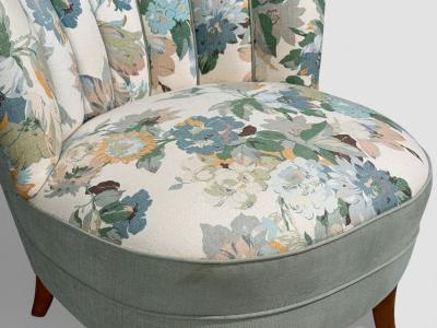 Swedish Modern Lounge Chair Floral Fabric Beech Sweden 1950s