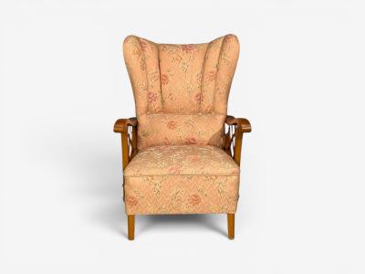 Swedish Modern Lounge Chairs Braided Wood Fabric Sweden 1930s