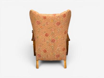 Swedish Modern Lounge Chairs Braided Wood Fabric Sweden 1930s